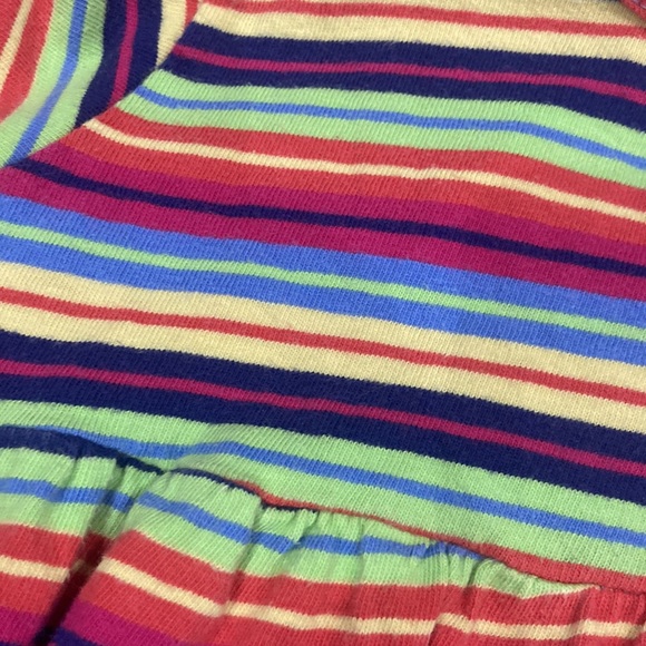 Girl’s Painting Red Rhine Long Sleeve Bright Rainbow Striped Dress - Picture 4 of 4